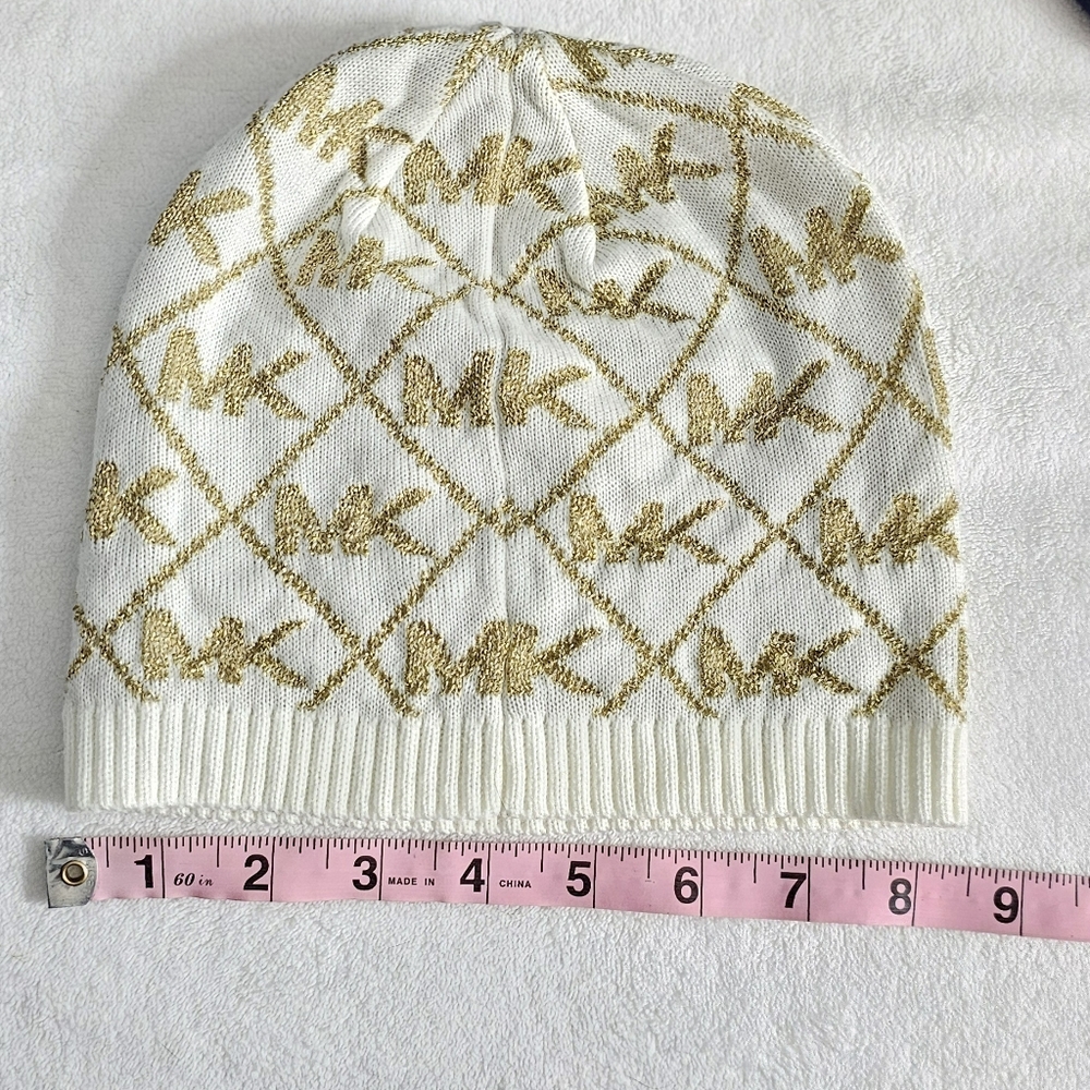 Michael Kors Gold and Cream Patterned Beanie - Picture 5 of 6
